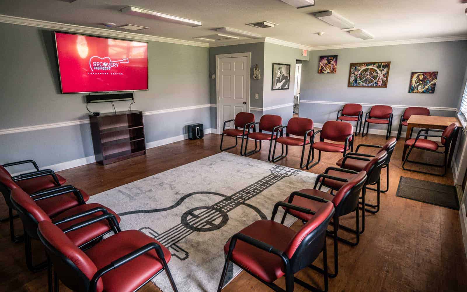 lake worth recovery unplugged group room inside red